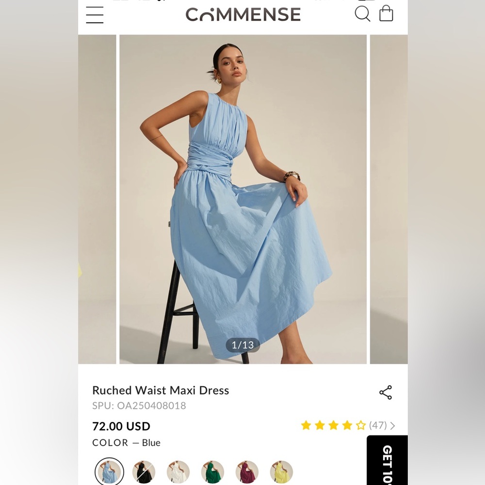 Commense Ruched Maxi Waist Dress in Size Small - Picture 3 of 5